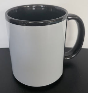 11oz Black Mug with White Banner for Sublimation